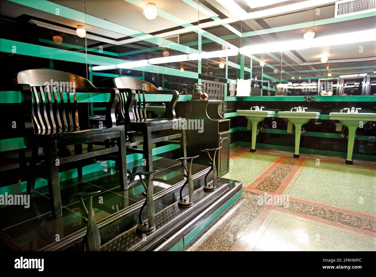 The shoeshine station in the Hermitage Hotel men's room in Nashville