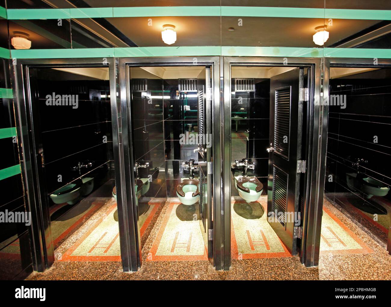 Toilet stalls in the Hermitage Hotel men's room in Nashville, Tenn