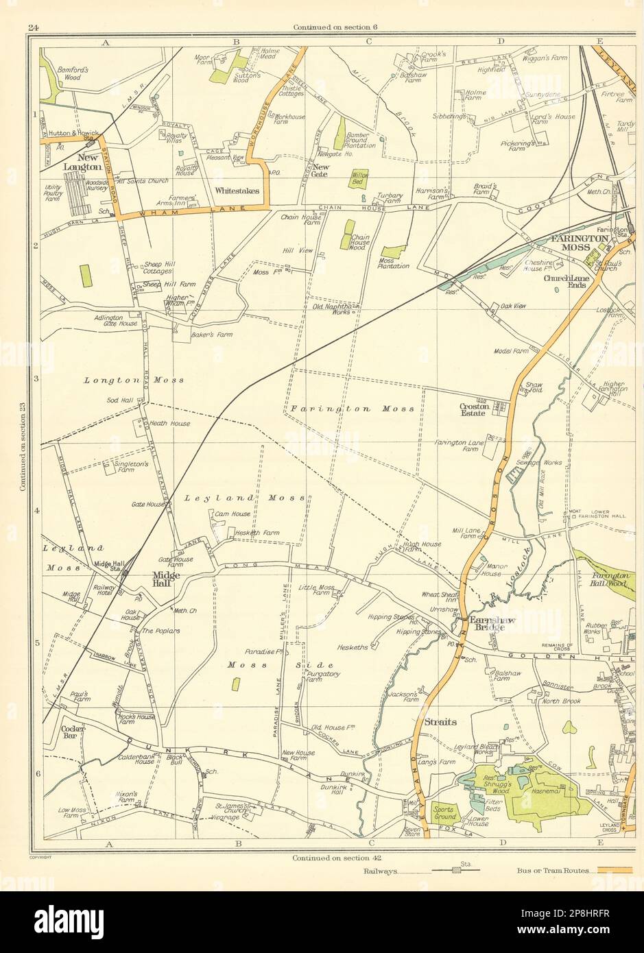 LANCS Leyland New Longton Midge Hall Earnshaw bridge Farington Moss