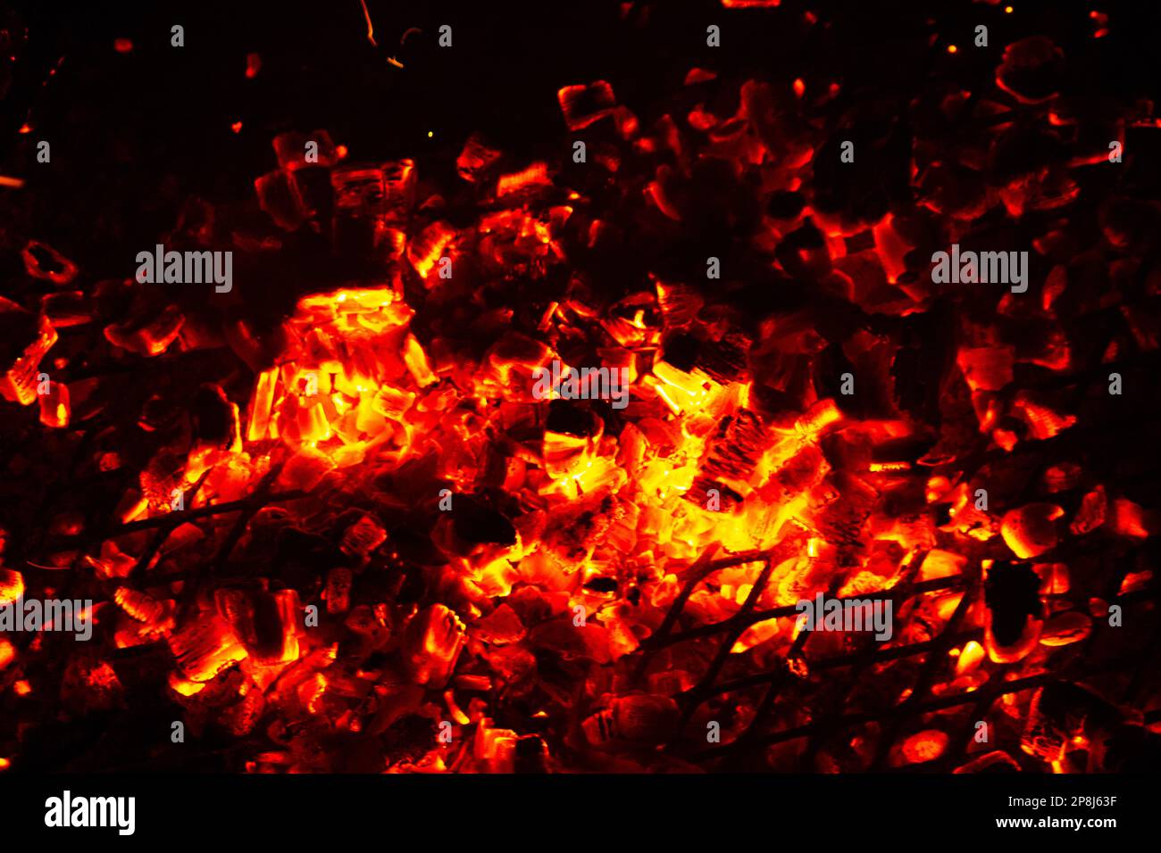 Coals glow after burning wood fire Stock Photo Alamy