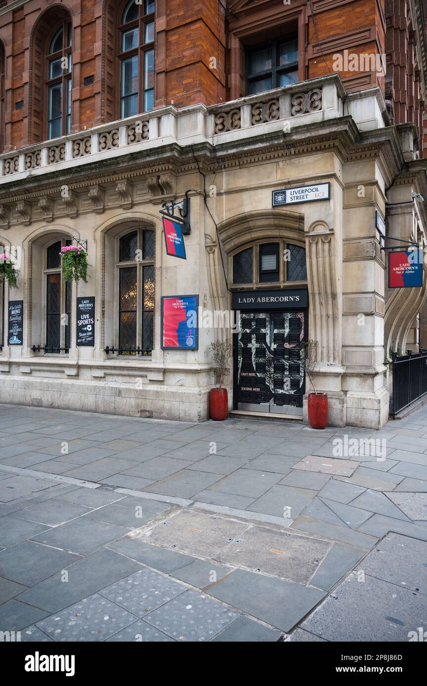 Exterior of Lady Abercorn's Pub & Kitchen on the corner of Liverpool Street and