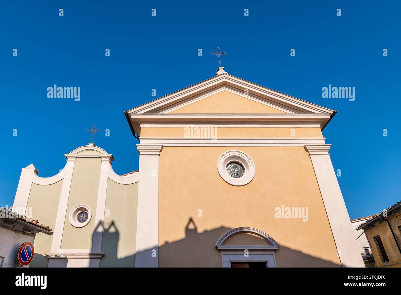 Church of Santi Germano e Prospero in the historical center of Ghizzano, Pisa, Italy Stock Photo