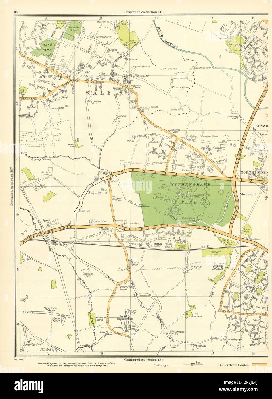 LANCASHIRE Sale Baguley Moorend Wythenshawe Manchester Northenden 1935 old map Stock Photo