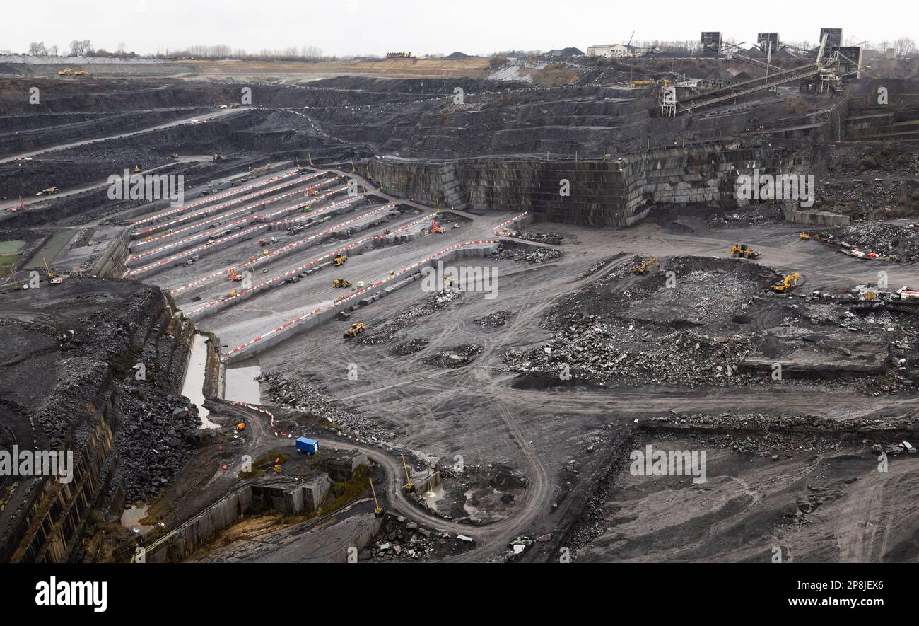 Illustration shows the quarries 'Carrieres du Hainaut', in Soignies, on Thursday 09 March 2023, part of a royal visit to the Hainaut Province. BELGA PHOTO BENOIT DOPPAGNE Stock Photo