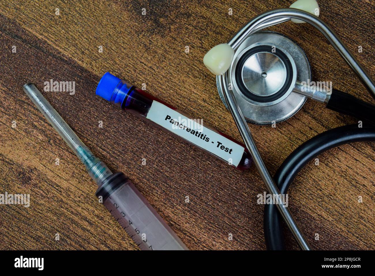 Concept of Pancreatitis Test with blood sample. Healthcare or medical