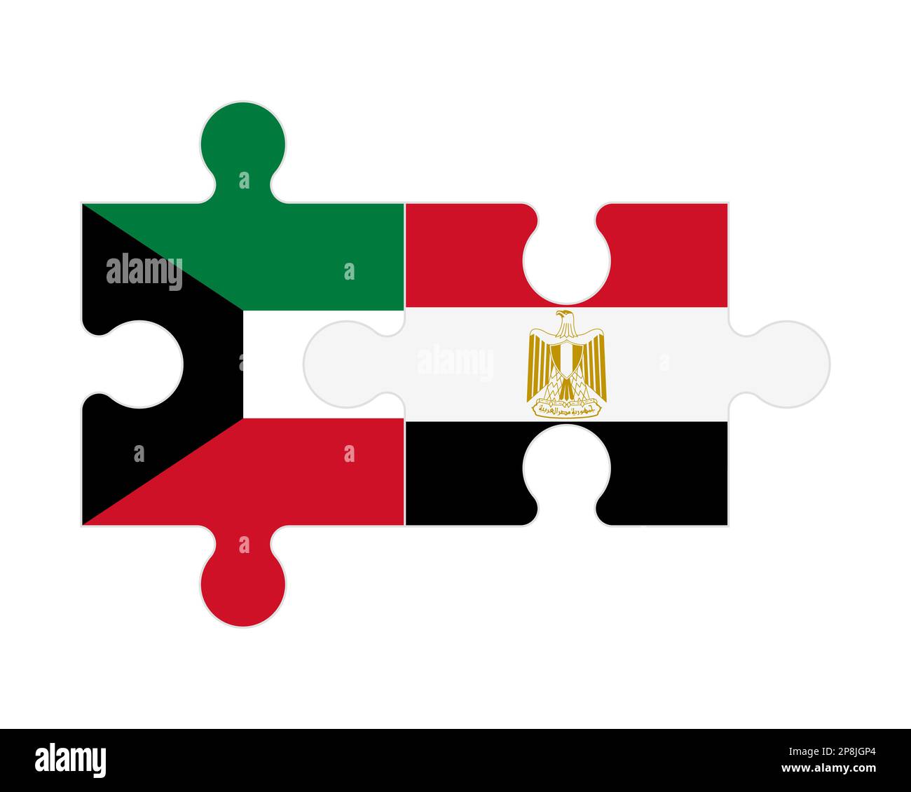 Connected puzzle of flags of Kuwait and Egypt, vector Stock Vector