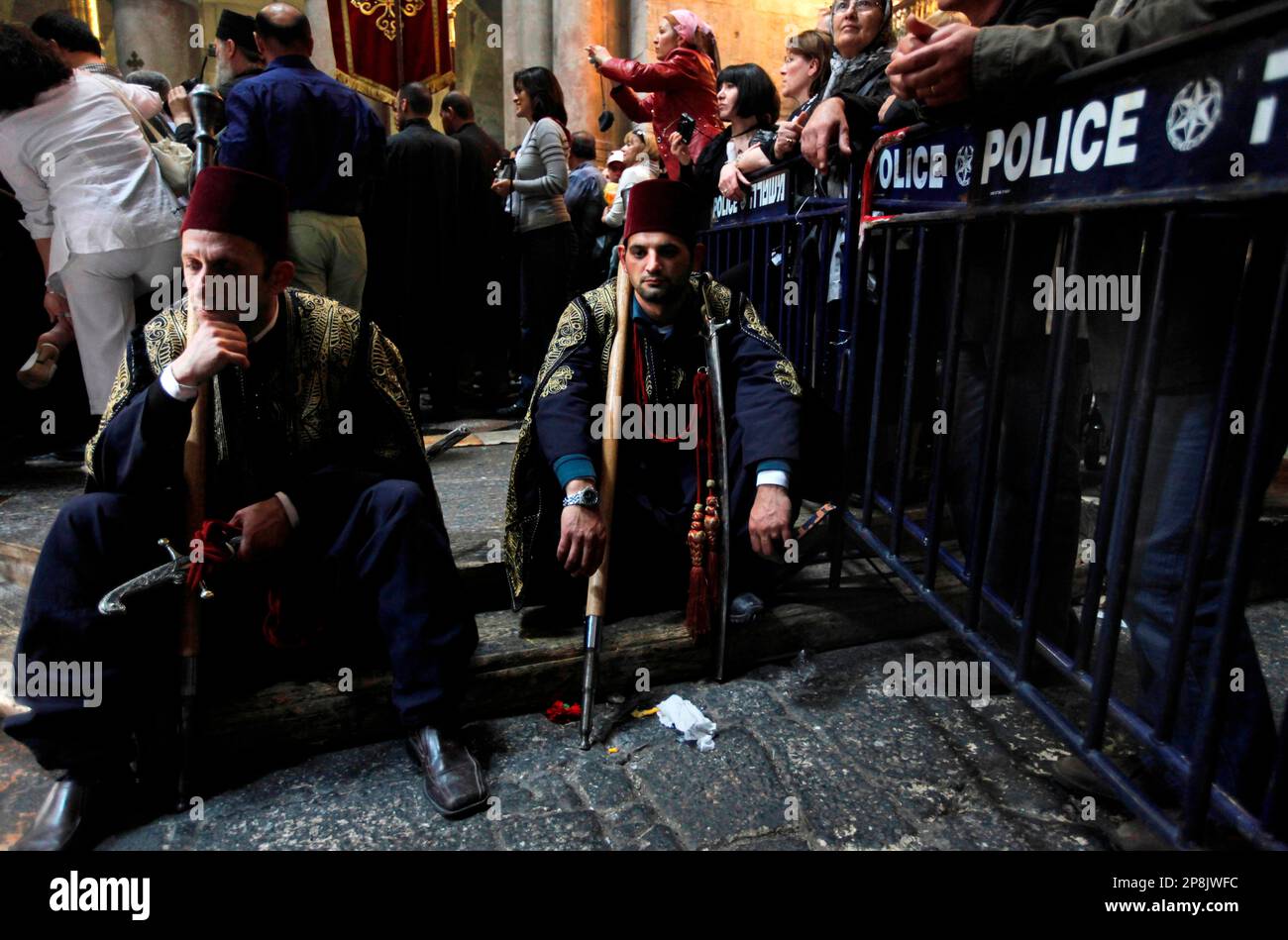 Guards from the Church of the Holy Sepulcher, traditionally believed to ...