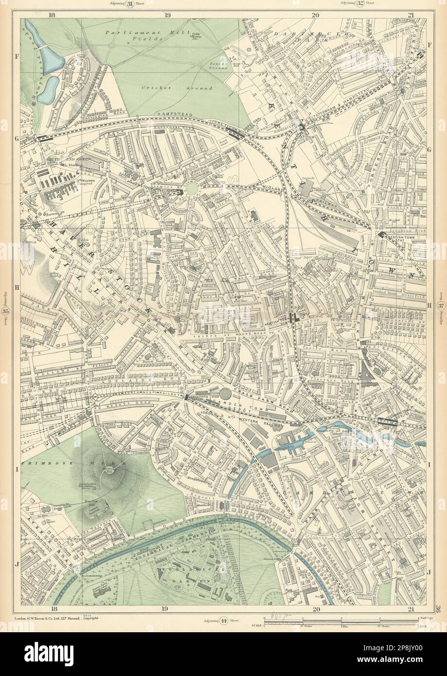 KENTISH TOWN Camden Town Haverstock/Primrose Hill Gospel Oak Chalk Farm 1900 map Stock Photo Alamy