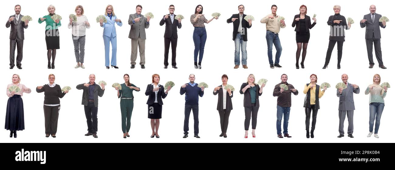 group of successful business people with money isolated Stock Photo - Alamy