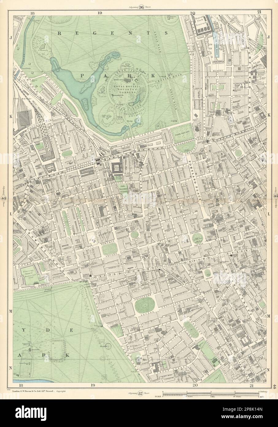 MAYFAIR MARYLEBONE Regent's Park Fitzrovia Bayswater Soho Hyde Park 1900 map Stock Photo