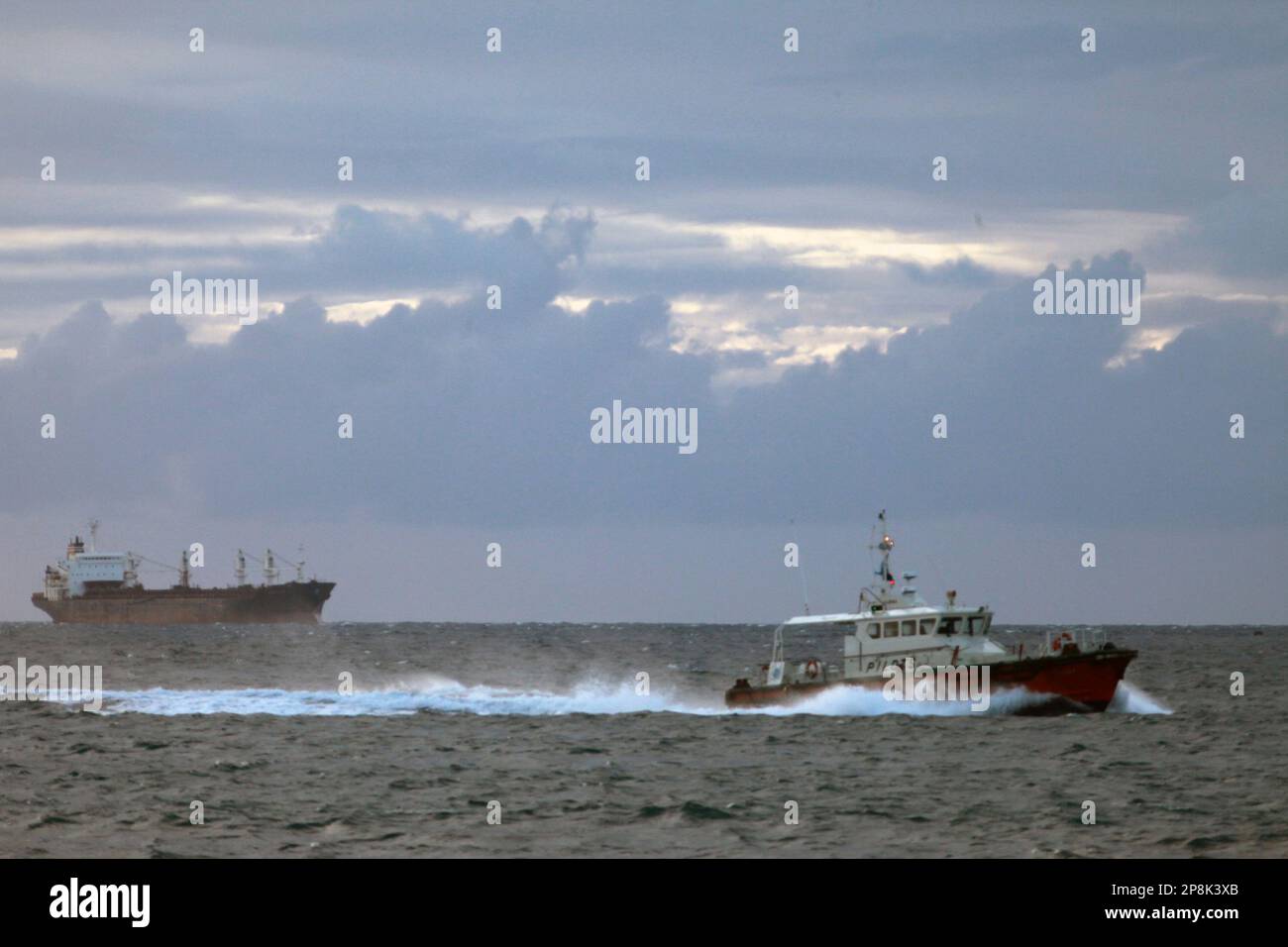 Kenyan Navy Pilot boat escorts MV Liberty Sun as it enters the harbor