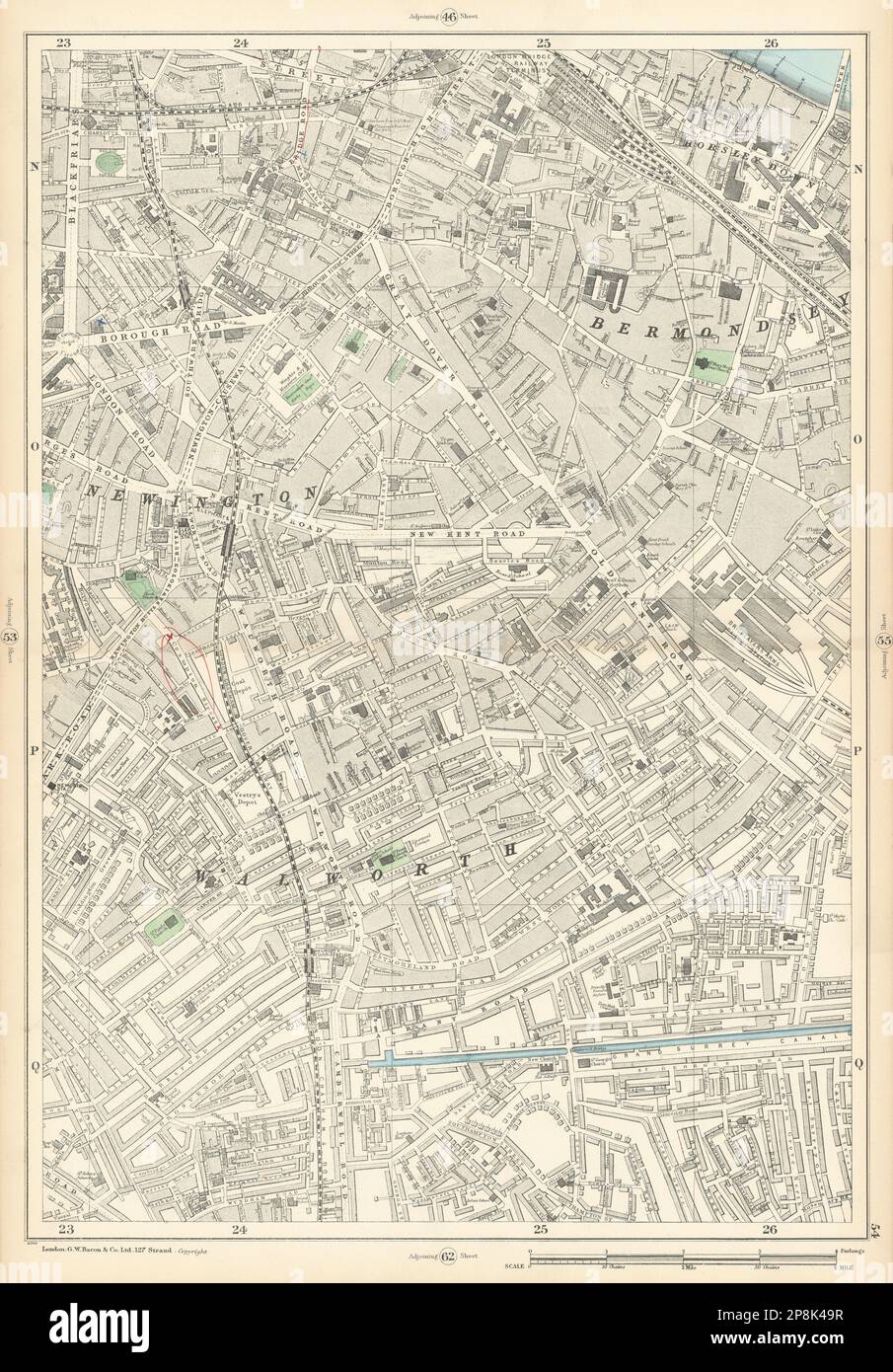 BERMONDSEY Newington Elephant & Castle Borough London Bridge Southwark 1900 map Stock Photo