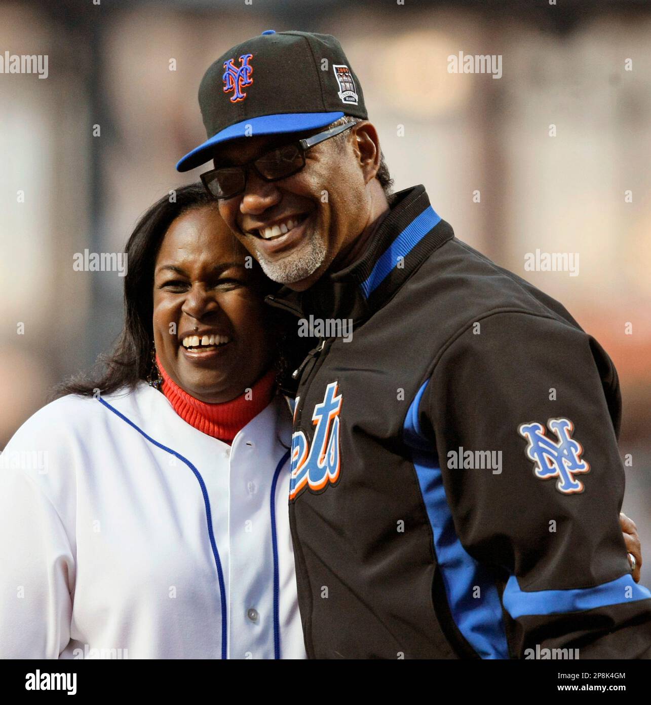 Sharon Robinson, daughter of Jackie Robinson, poses with New York Mets
