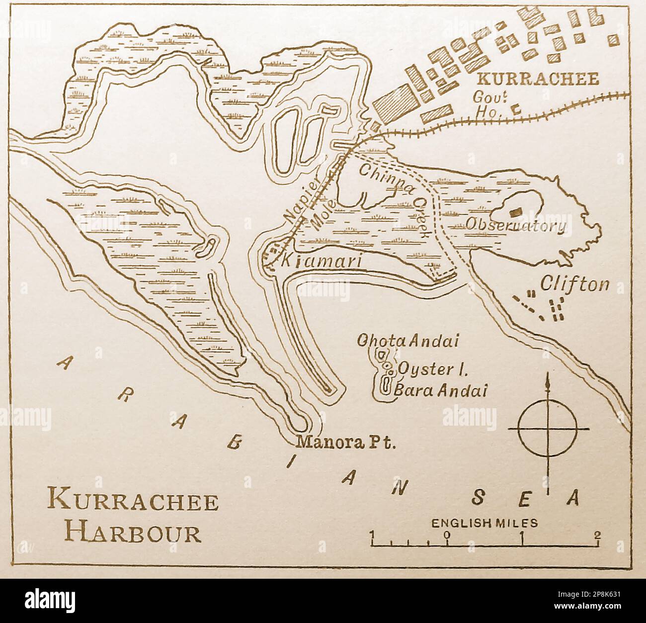 An old 19th century map An old 19th century  map of the harbour at Kurrache (Karachi). India. (Now in Pakistan)   ------   19 ویں صدی کا ایک پرانا نقشہ 19 ویں صدی کا ایک پرانا نقشہ کراچی (کراچی) میں بندرگاہ کا ہے۔ ہندوستان. . اب پاکستان میں -- कुर्राचे (कराची) में बंदरगाह का एक पुराना 19 वीं शताब्दी का नक्शा। भारत।. अब पाकिस्तान में Stock Photo