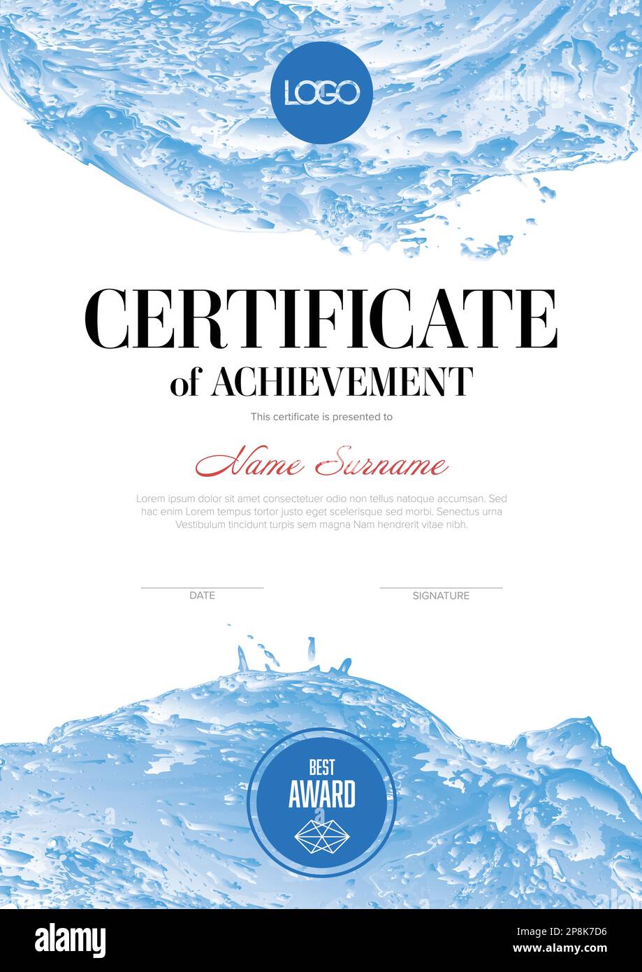 Modern light certificate of achievement template with place for your