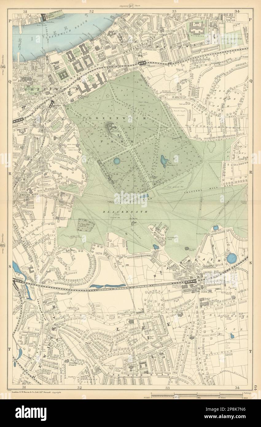 GREENWICH Lewisham Blackheath Lee Shooter's Hill 1900 old antique map chart Stock Photo