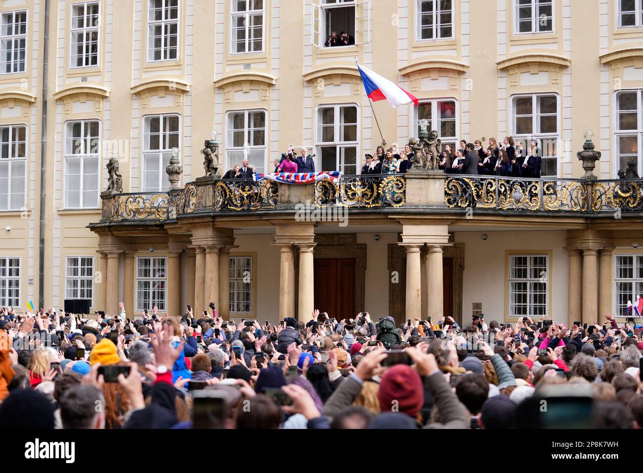 Newly elected Czech President Petr Pavel addresses the crowd after his