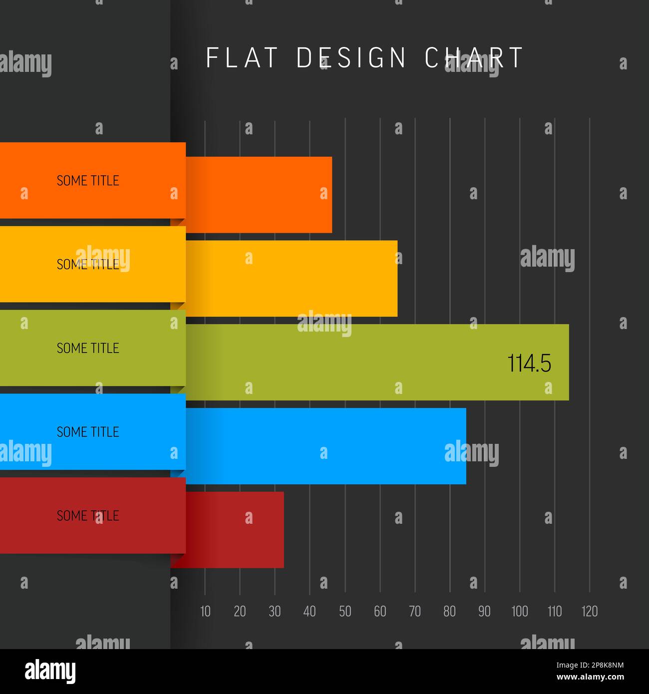 Vector flat horizontal design statistics horizontal color columns graph ...