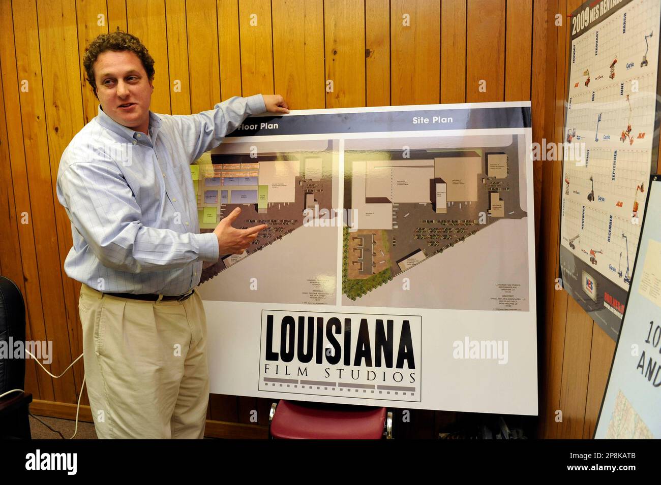 Daniel Forman, president of the Louisiana Film Studios, shows the new