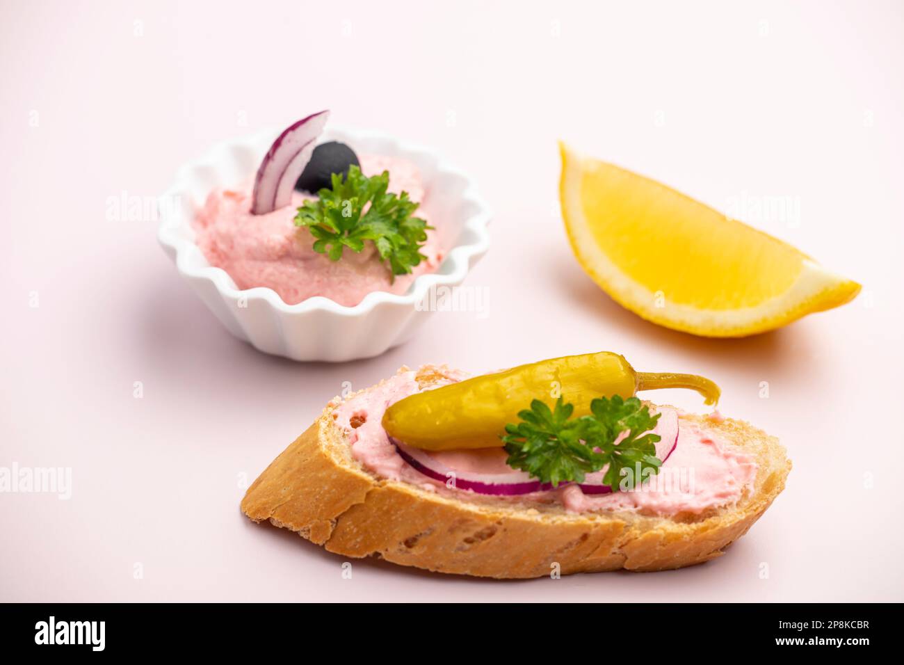 Greek Taramas Spread On Pink Stock Photo