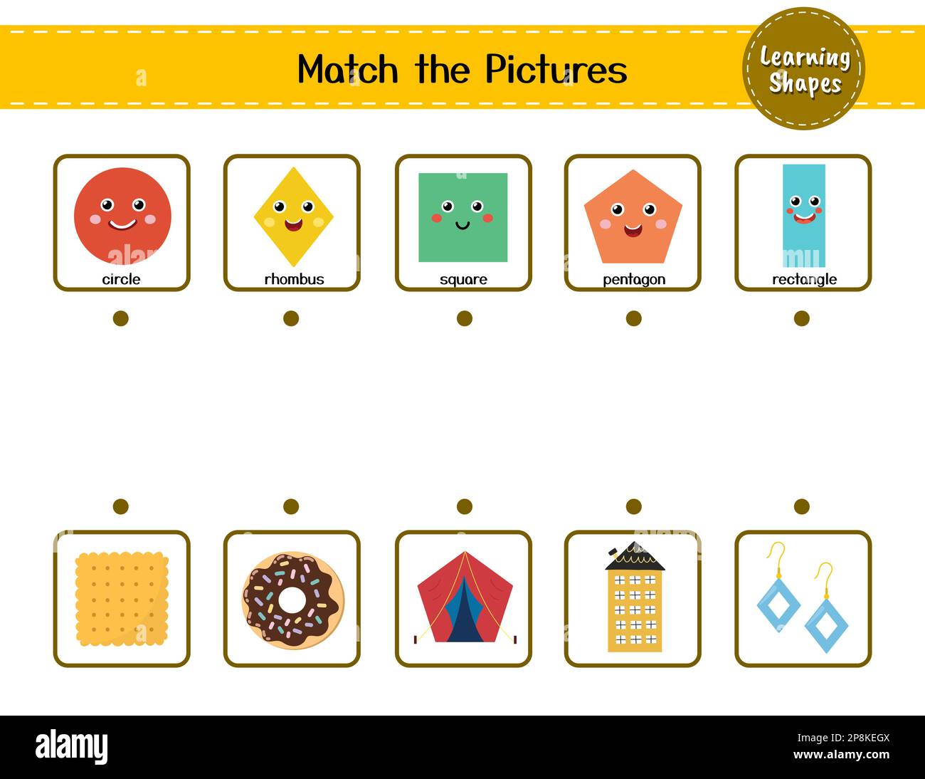 Match The Shapes With Objects Activity Page For Kids. Learning Shapes ...