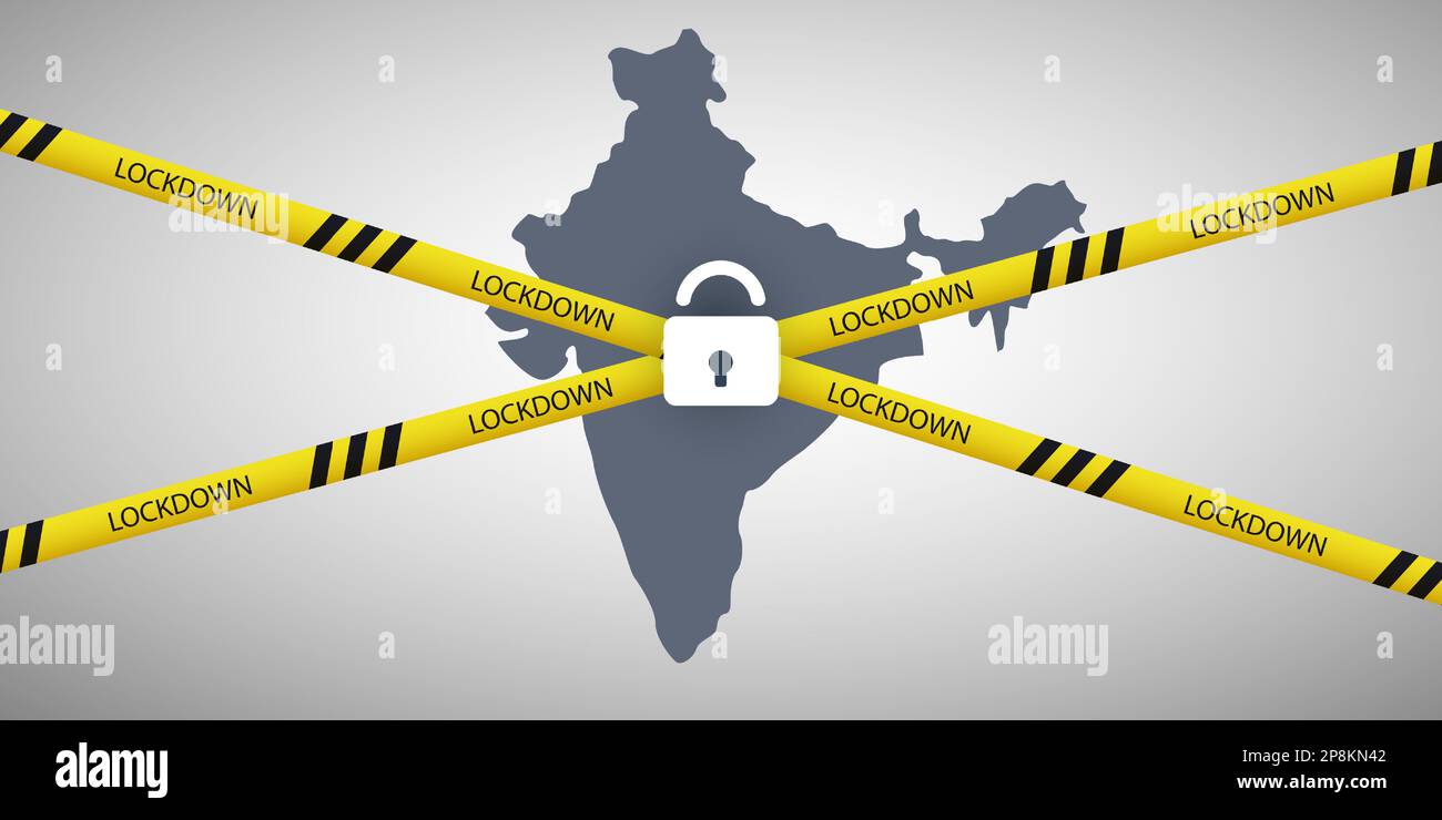 Lockdown in India Vector Design Concept with Map of India, Cordon
