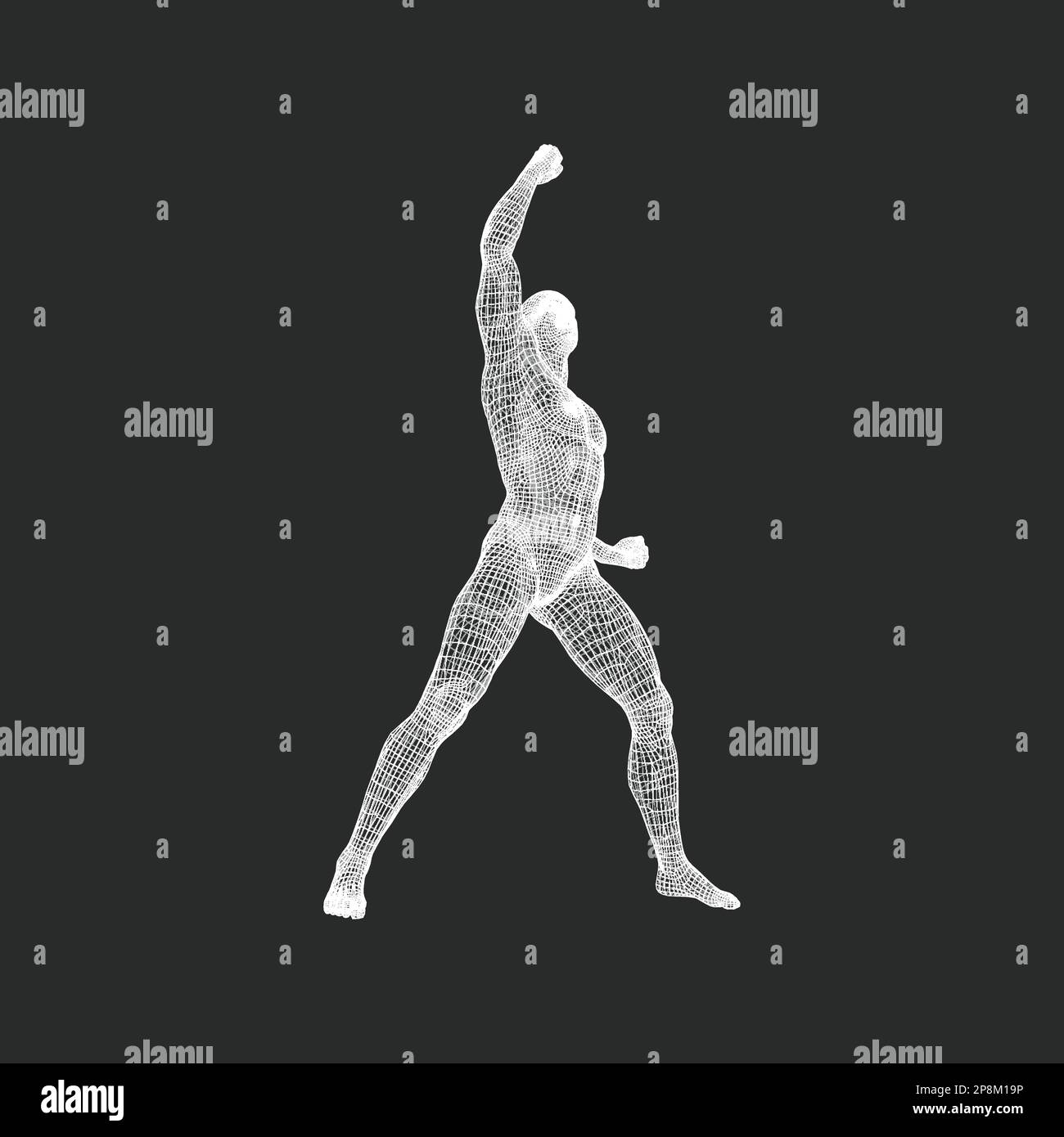 Standing Man. Human with arm up. Silhouette for sport championship. The