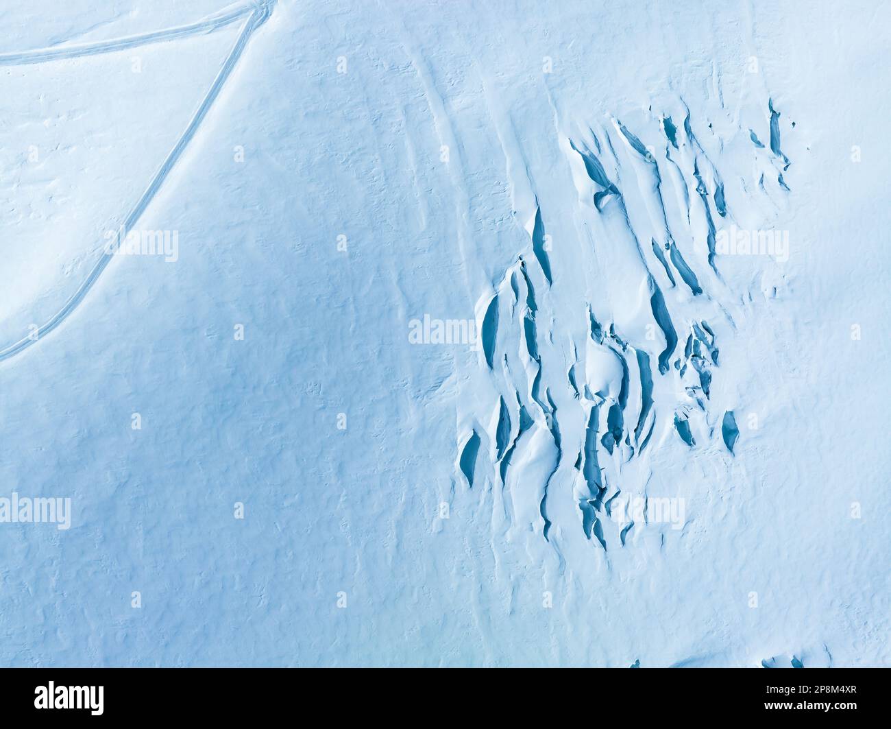 Aerial view of Great Aletsch Glacier, the largest glacier in the Alps ...