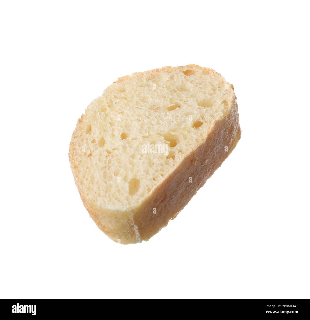 Slice of fresh baguette isolated on white Stock Photo - Alamy