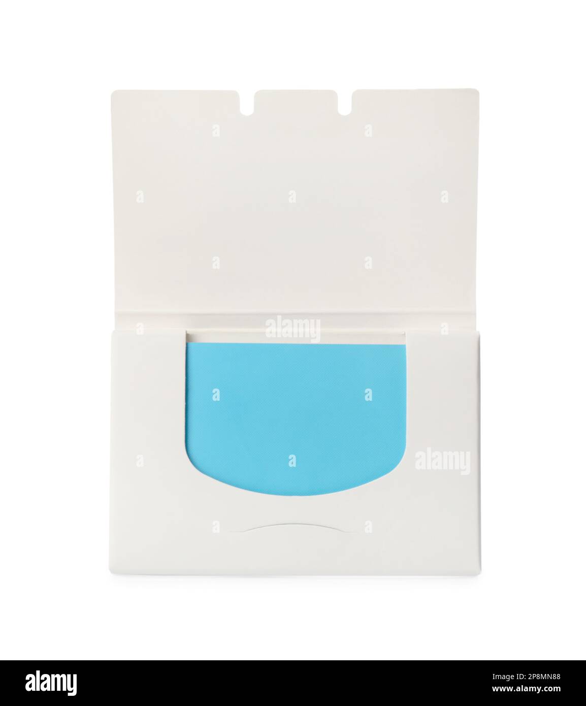 Open package of facial oil blotting tissues isolated on white Stock