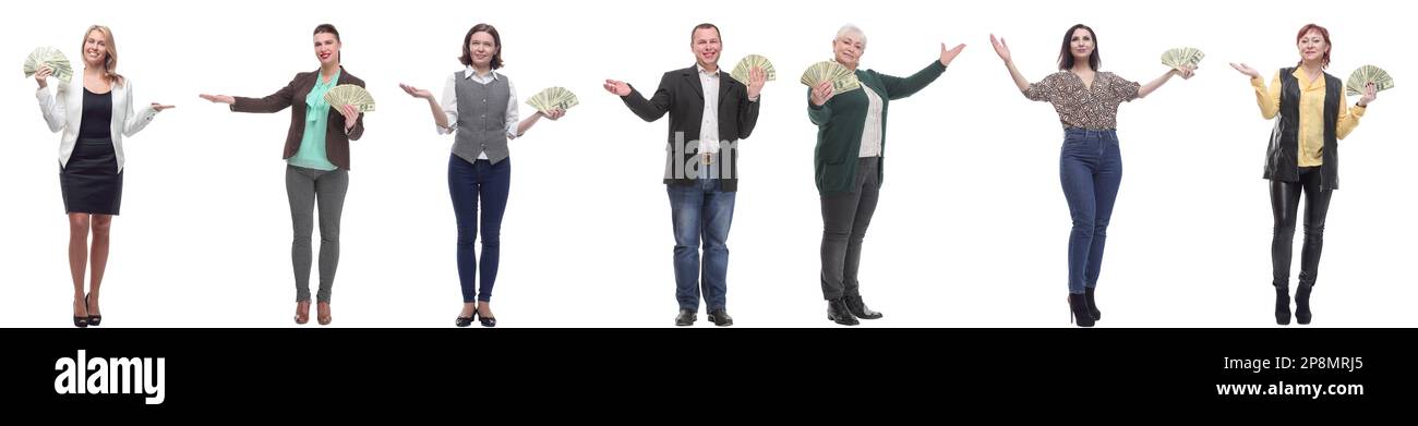 group of successful business people with money isolated Stock Photo - Alamy