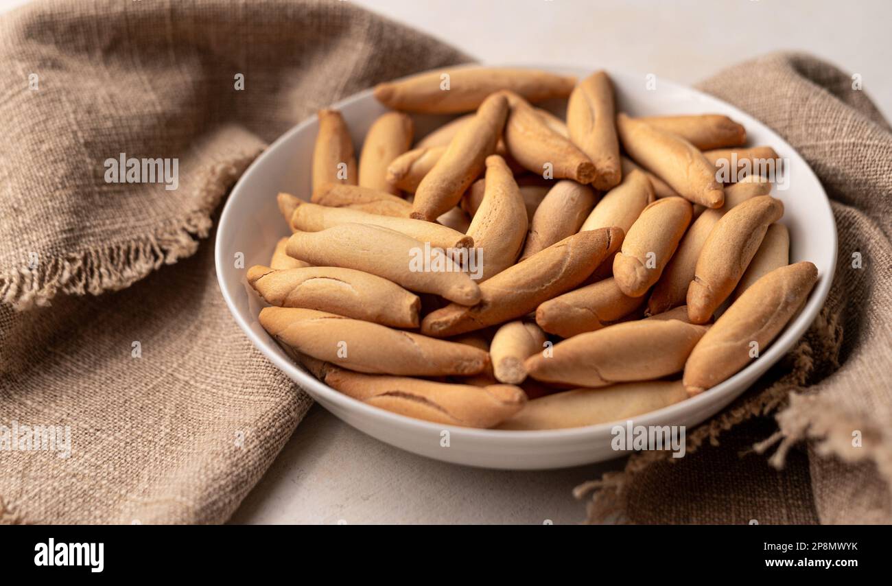 Spanish mini picos bread sticks in bowl Stock Photo Alamy