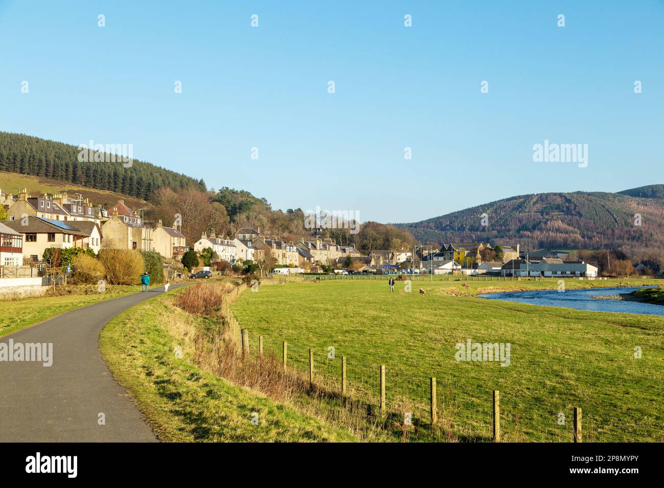 The small village of Walkerburn in the Scottish Borders next to the