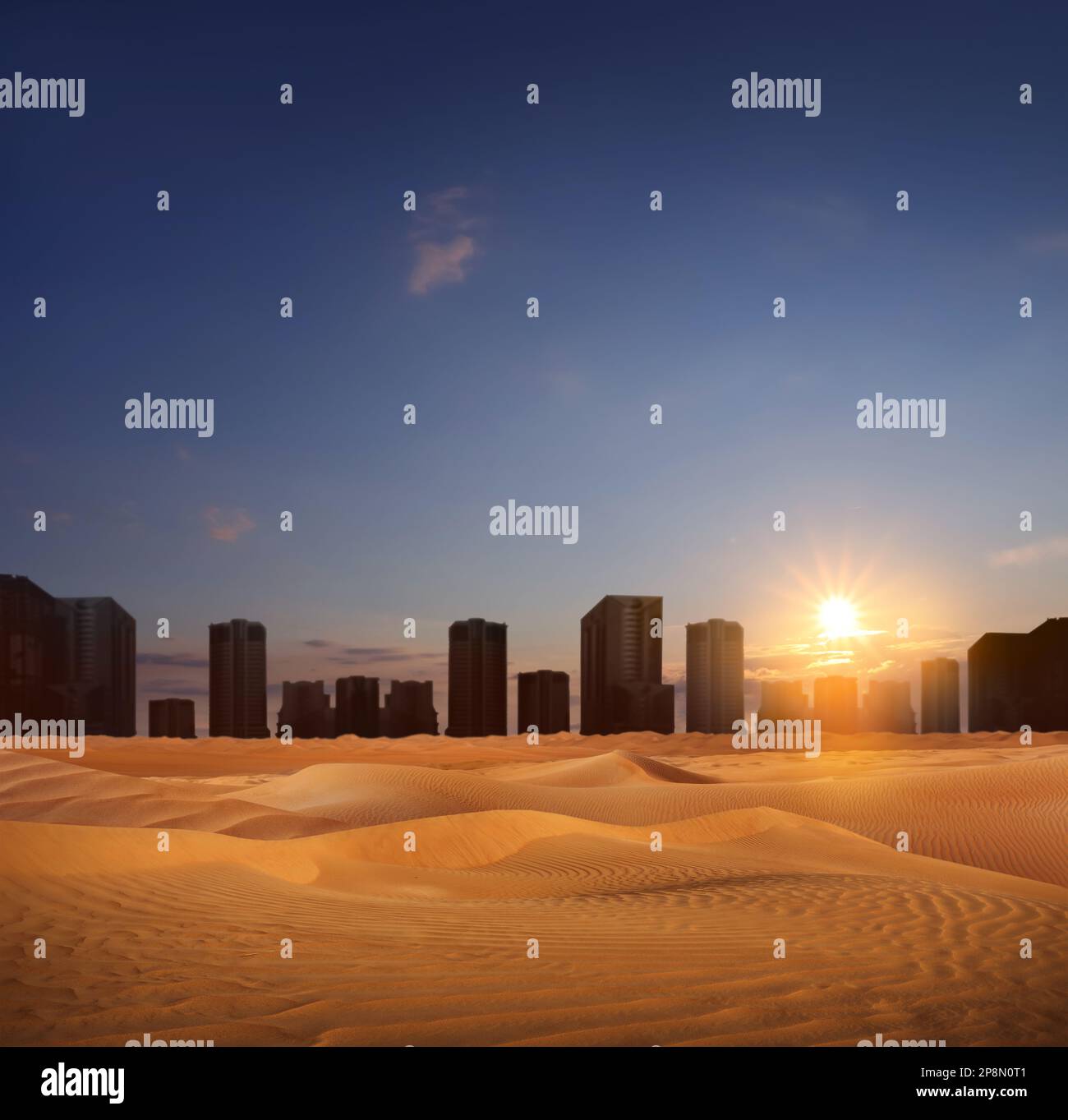 Dubai skyline desert silhouette hi-res stock photography and images - Alamy