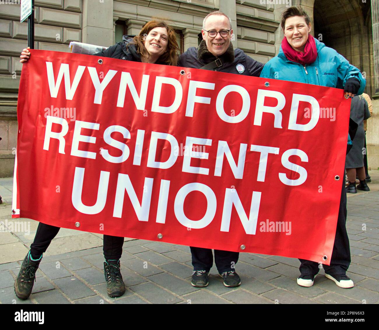 Glasgow, Scotland, UK 9th March, 2023. Activists launch campaign to end school hunger in Glasgow Demonstration On International School Meals Day in support of the ‘School Meals’ campaign Feed the weans protest at city chambers was joined by the wyndford residents union  protesters as they marched around the chambers and posed in John street,, Credit Gerard Ferry/Alamy Live News Stock Photo