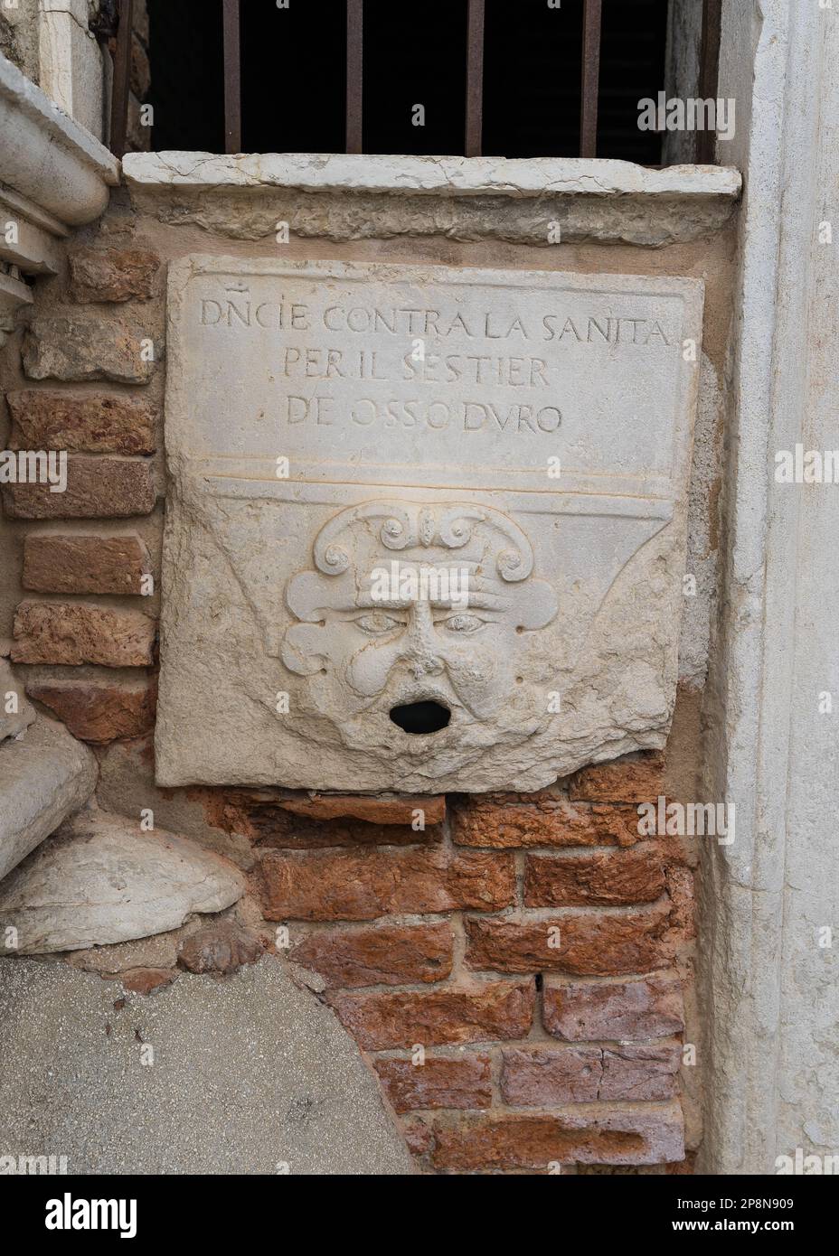 Architectural detail of a mailbox to denounce illicit activities of citizens in Venice, Italy Stock Photo