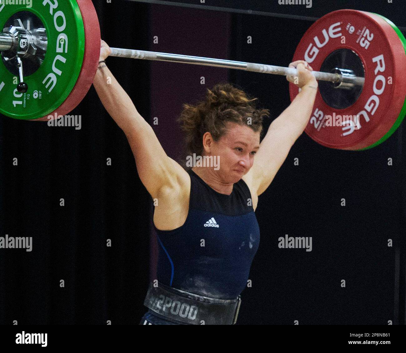 Columbus, Ohio, United States. 3th Mar, 2023. Francesca Duncan competes in the snatch in the Women's 71kg category at the Rogue Stage in Columbus, Ohio, USA. Credit: Brent Clark/Alamy Live News Stock Photo