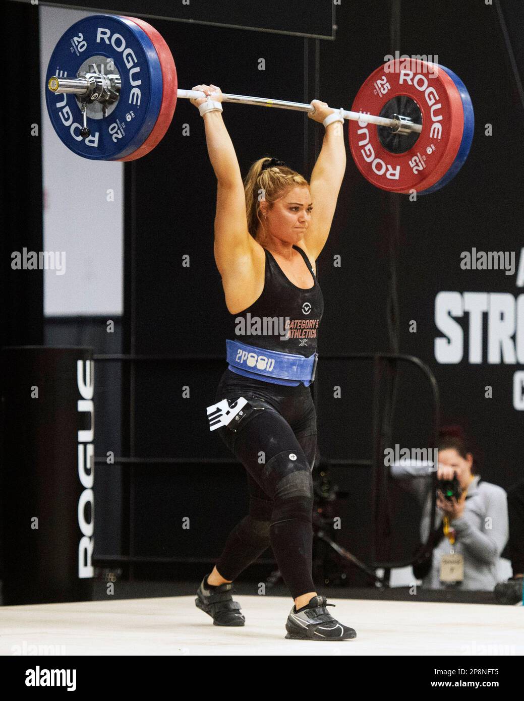 Columbus, Ohio, United States. 3th Mar, 2023. Alexa Gonzalez lifts 110kgs in the clean and jerk in the Women's 76kg class at the Rogue Stage in Columbus, Ohio, USA. Credit: Brent Clark/Alamy Live News Stock Photo