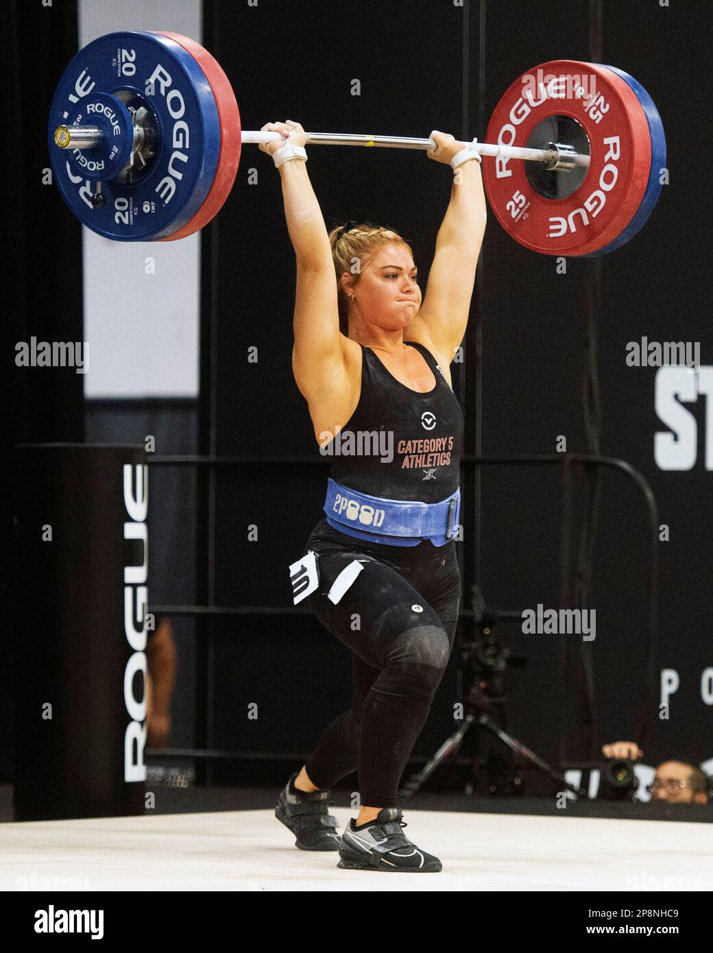 Columbus, Ohio, United States. 3th Mar, 2023. Alexia Gonzelez competes in the clean and jerk in the Women's 76kg category at the Rogue Stage in Columbus, Ohio, USA. Credit: Brent Clark/Alamy Live News Stock Photo