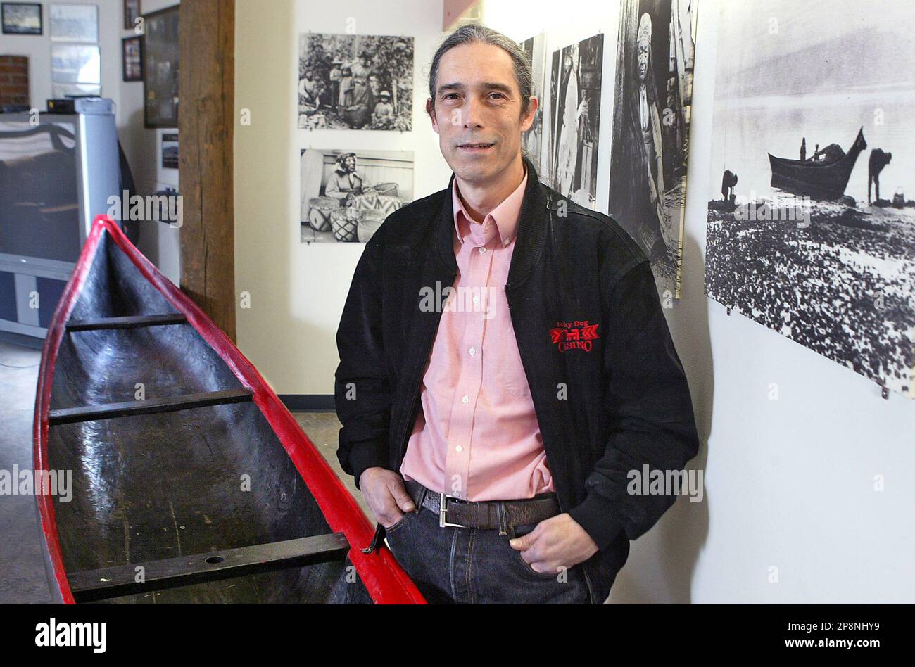 Surrounded by artifacts of the tribe's fishing heritage, Skokomish