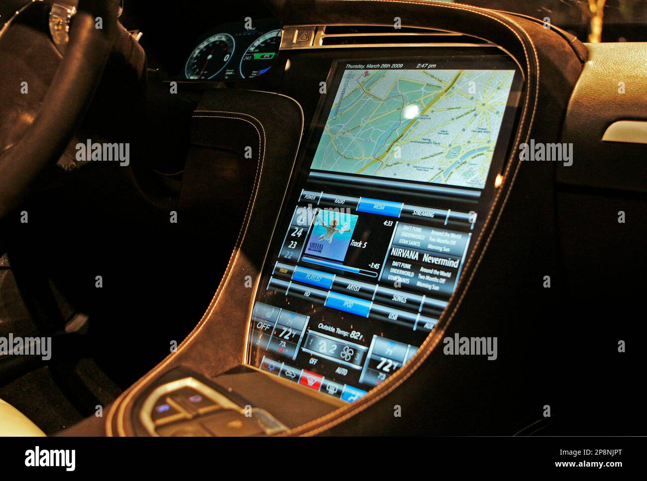 The touch-screen control panel of the prototype Tesla Model S all ...