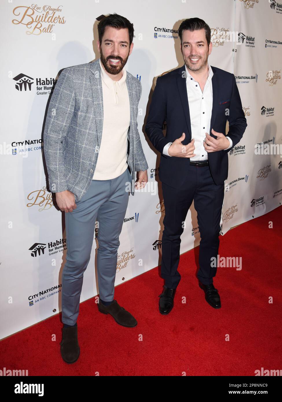 08 March 2023 - Beverly Hills, California - Drew Scott and Jonathan Scott. Habitat LA 2023 Los Angeles Builders Ball at The Beverly Hilton Hotel. (Credit Image: © Billy Bennight/AdMedia via ZUMA Press Wire) EDITORIAL USAGE ONLY! Not for Commercial USAGE! Stock Photo