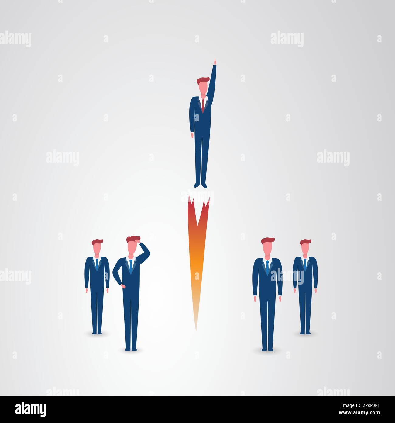Boost Your Career - Career Development Design Concept with Businessman Flying High Stock Vector