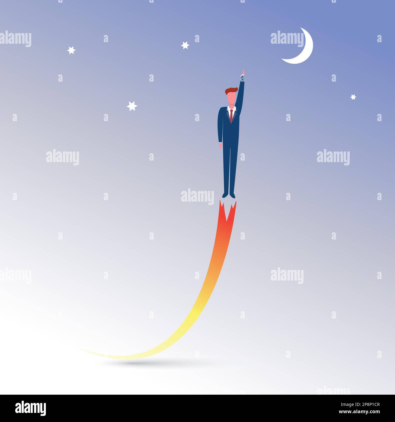 Boost Your Career - Career Development Design Concept Showing Businessman Flying High in the Sky Stock Vector