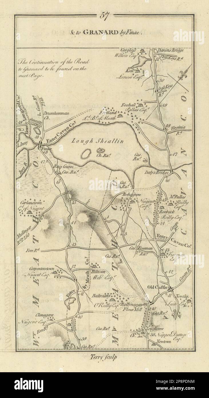 #57 to Granard by Finnea. Oldcastle Mountnugent Cavan. TAYLOR/SKINNER 1778 map Stock Photo