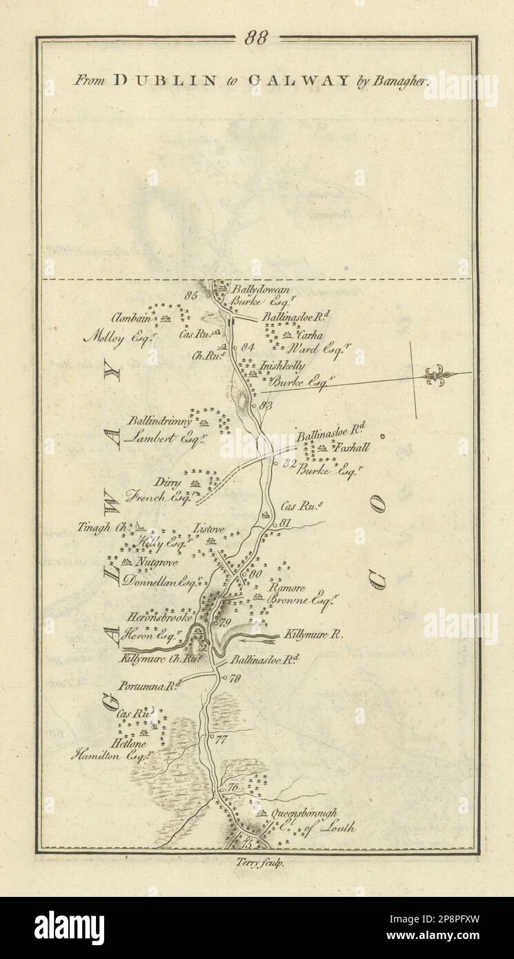 88 Dublin to Galway by Banagher. Ramore Killimor. TAYLOR/SKINNER 1778