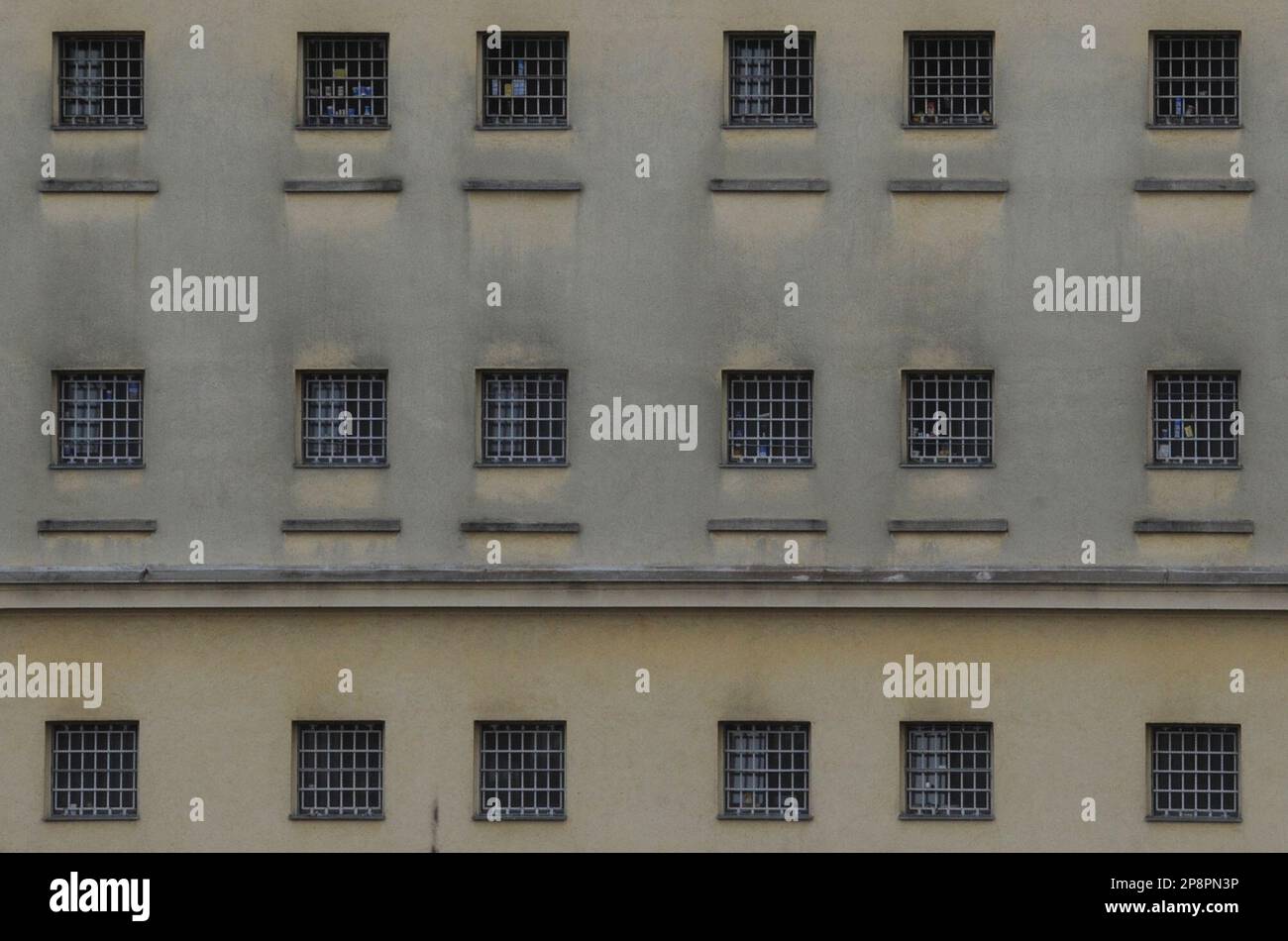 Windowless Penitentiary Exterior view of prison cells of the jail house in St. Poelten, Austria ...