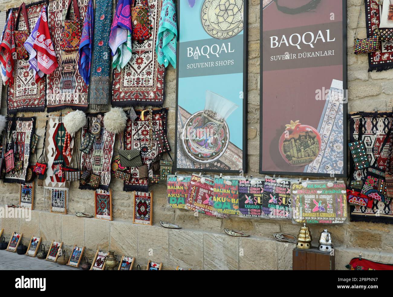 Souvenirs for sale in the Old City tourist destination of Baku in ...