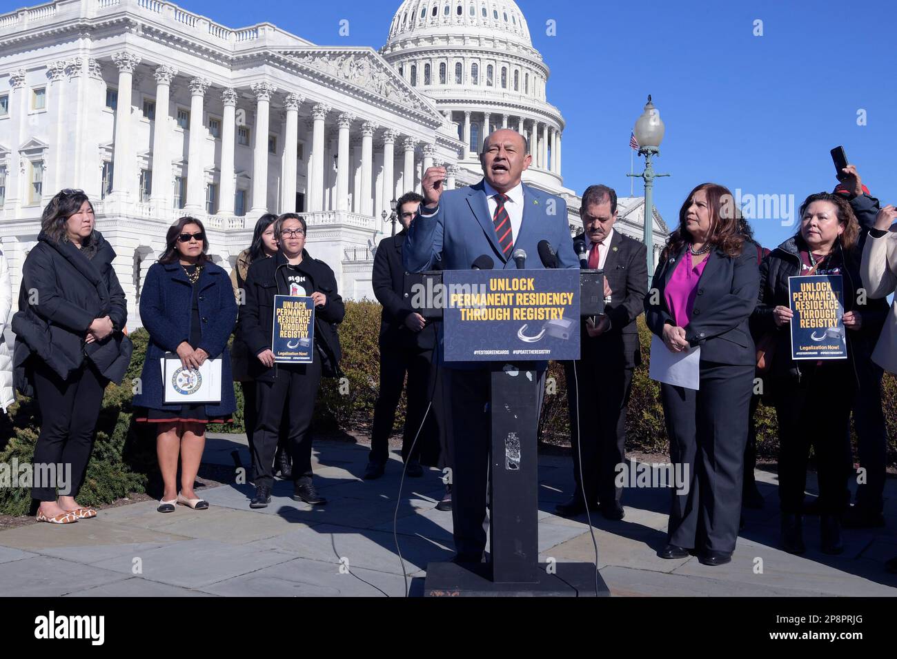 Washington, USA. 09th Mar, 2023. Congressman Lou Correa(D-CA) announce the Reintroduction of the Immigration Provisions of the Immigration Act 1929 during a press conference today on March 09, 2023 at House Triangule/Capitol Hill in Washington DC, USA. (Photo by Lenin Nolly/Sipa USA) Credit: Sipa USA/Alamy Live News Stock Photo