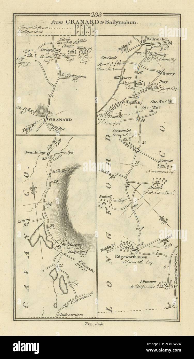 #233 Granard to Ballymahon. Taghshinny Edgeworthstown. TAYLOR/SKINNER 1778 map Stock Photo